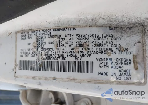 2002 Toyota 4Runner Sr5 V6 из США, поврежденный, VIN JT3HN86R929067160